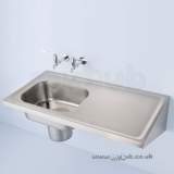 Armitage Shanks Clyde S6530 No Tap Holes Right Hand Bowl Plaster Sink Ss