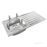 1028 Inset Sink Right Hand Drainer Left Hand Sink 2 Tap Holes No Overflow Ps8601ss