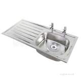 1028 Inset Sink Left Hand Drainer Right Hand Sink 2 Tap Holes No Overflow Ps8602ss