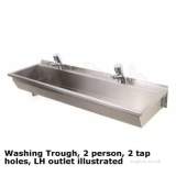 1200 Washing Trough Left Hand Outlet 2 Person X Two Tap Holes Ps9311ss