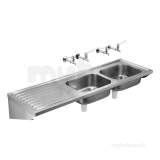 ARMITAGE SHANKS DOON SINK S5998 TWO TAP HOLES 180X65 POL S/S DB LH