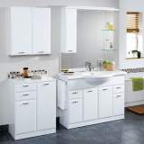 Hib 993.201115 White Denia 1100mm Bathroom Vanity Base Unit Four Doors Two Drawer