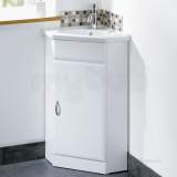 Hib 993.204019 White Denia En Suite Corner Bathroom Vanity Base Unit One Drawer
