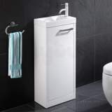 Hib 9602200 White Sienna 400x845mm Solo Furniture Free Standing Unit Compact Bathroom