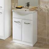 Hib 993.475511 White Sorrento Bathroom Vanity Base Unit For 550mm Wash Basin Two Drawers