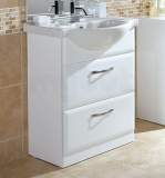 Hib 993.476015 White Sorrento Bathroom Vanity Base Unit For 650mm Wash Basin Two Drawers