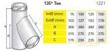 Rite Vent B-vent 135 Deg Tee 100mm