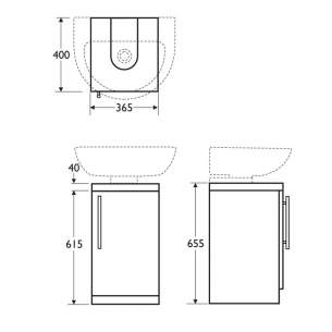 Ideal Standard Create Furniture -  Ideal Standard Create E3309 365mm Ped Unit Sfull Walnut