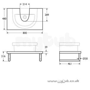 Ideal Standard Washpoint Furniture -  Ideal Standard Washpoint R5871 St Top Furn Vessel 80 Be