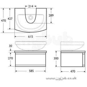 Ideal Standard Washpoint Furniture -  Ideal Standard Washpoint E6733 W/h Vess Draw 485 W Oak