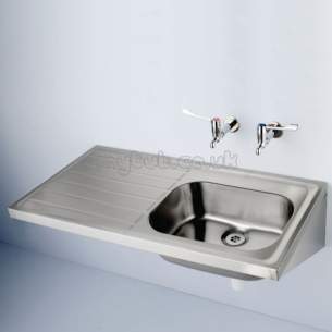 Armitage Shanks Commercial Sanitaryware -  Armitage Shanks Doon S5846 1200 X 650mm Two Tap Holes Lhd Sink Ss