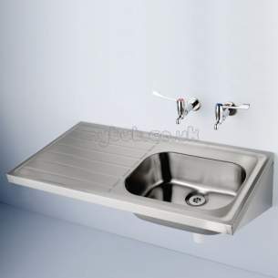 Armitage Shanks Commercial Sanitaryware -  Armitage Shanks Doon S5844 1200 X 650mm Two Tap Holes Rhd Sink Ss