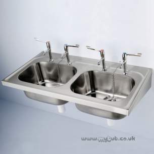 Armitage Shanks Commercial Sanitaryware -  Armitage Shanks Doon S5866 1200x650mm Two Tap Holes 2.0b Sink Ss