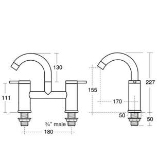 Ideal Standard Sottini Brassware -  Ideal Standard Alchemy E1955 Dual Lever Pillar Bath Filler Cp