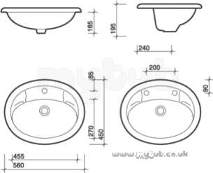 Twyfords Luxury -  Chantal Cn4522 Two Tap Holes Vanity Basin White Cn4522wh