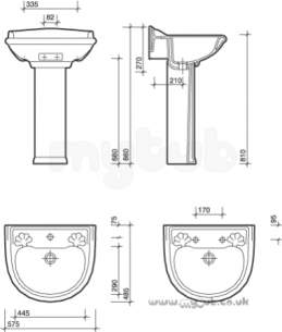 Twyfords Luxury -  Chantal Cn4211 575mm One Tap Hole Basin White Special Cn4211wh