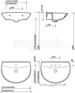 Twyfords Luxury -  Entice En4311 600mm One Tap Hole Basin Wh Obsolete En4311wh