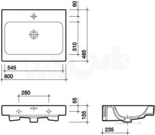 Twyfords Luxury -  3d Washbasin 600x485 1 Tap 3d4711wh