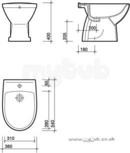 Twyford Mid Market Ware -  Twyford Refresh Re3111sw Btw Bidet Sw Re3111sw