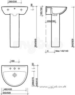 Twyford Mid Market Ware -  Twyford Refresh Re4221 550 One Tap Hole Basin Sw Re4221sw