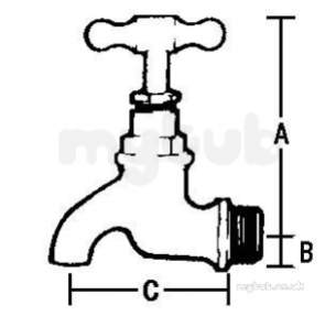 Pegler Commercial and Specialist Brassware -  Prestex 701 Light Pattern Brass B/tap 20