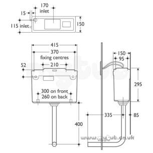 Armitage Plastic Cisterns -  Armitage Shanks Conceala 2 E212567 Side Inlet D/f P/valve Cistern Sc