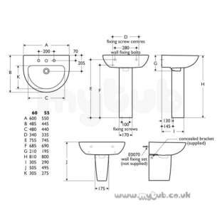 Ideal Standard Create -  Ideal Standard Create E3015 Full Pedestal White