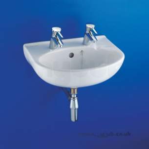 Armitage Shanks Commercial Sanitaryware -  Armitage Shanks Portman S2220 500mm Two Tap Holes Basin And O/f And Chn Wh Special