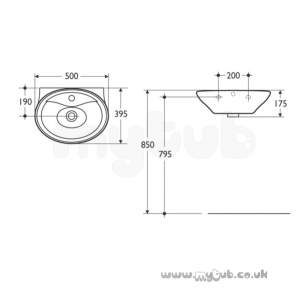 Ideal Standard Purity -  Ideal Standard Purity K0858 500mm One Tap Hole Handrinse Basin Wh-obsolete