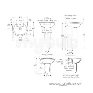 Ideal Standard Alto E7446 500mm Two Tap Holes Basin White