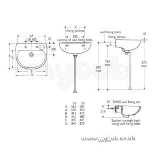 Ideal Standard Studio -  Ideal Standard Studio E1470 350mm Right Hand Basin Ex O/flow Wh