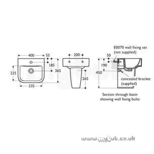 Ideal Standard Create -  Ideal Standard Square E3101 400 X 360 One Tap Hole H/r Basin White