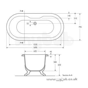 Ideal Standard Acrylic Baths -  Ideal Standard Idealcast 1700 Roll Top Bath And Feet White