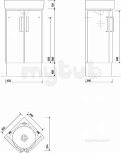 Twyford Galerie Plan Furniture -  E200 Unit For Corner Hrb 320mm Grey