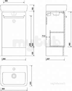 Twyford Galerie Plan Furniture -  Plinth For E200 550x370mm Wb Unit Grey