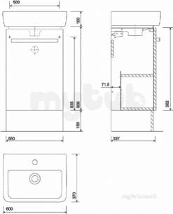 Twyford Galerie Plan Furniture -  E200 Unit For Washbasin 600x370mm Grey