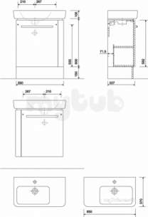 Twyford Galerie Plan Furniture -  E200 Unit For Wb 650x370mm Right Hand T/rail Wht