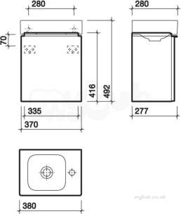 Twyford Moda Sanitaryware -  3d 370 Handrinse Vanity Unit-alpine White 840037