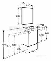 Roca Furniture and Vanity Basins -  Mini Basin Plus Unit And Mirrored Cabinet Oak