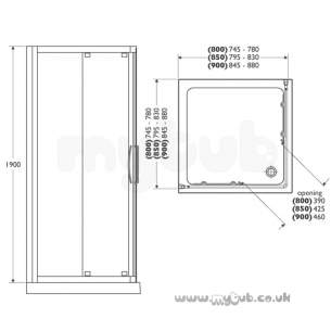 Ideal Standard Jado Showering -  Ideal Standard Joy L8280 850mm Corner Entry Slider Enc I/pnl Si/cl