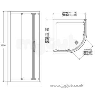 Ideal Standard Jado Showering -  Ideal Standard Joy L8290aa 800mm Quad Slv/clr