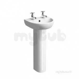 Twyford Mid Market Ware -  E100 Round Hr Basin 450x360 Two Tap Holes White