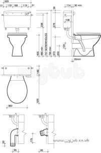 Twyford Mid Market Ware -  Alcona Ad1458 Btw Wd Pan White Obsolete Ad1458wh