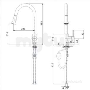 Bristan Brassware -  Apricot Sink Mixer With Pull Out Spray