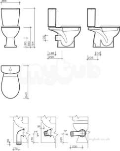 Twyford Mid Market Ware -  Alcona Close Coupled Toilet Pan Ho Flushwise Ar1148wh