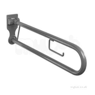 Twyfords Commercial Sanitaryware -  Avalon Hinged Support Rail With T/roll Holder -grey Av4910gy