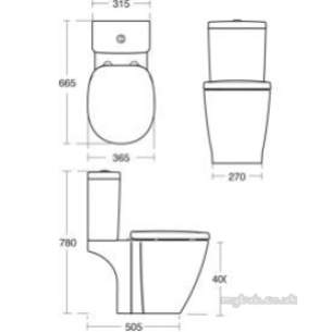 Ideal Standard Sottini Ware -  Ideal Standard Santorini C/c Pan Ho White Std C/c