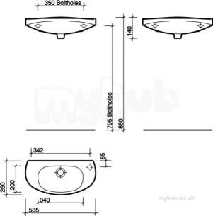 Twyfords Luxury -  Galerie Optimise Washbasin 535x260 1 Right Hand Tap Gp4051wh