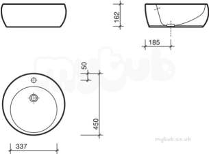 Twyford Visit Sanitaryware -  Visit 450 Lay On Basin Round 1 Tap No Overflow Gt4711wh