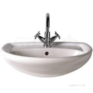 Twyford Mid Market Ware -  Galerie Semi-recessed Basin 560x435 1 Tap Gn4661wh